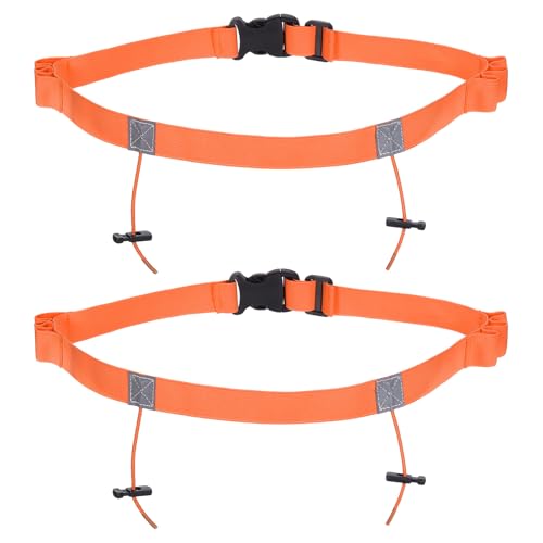 Generic Elastic Triathlon Running Belt, 2 Pack Adjustable Race Number Belt Race Belt Bib Holder with 6 Energy Gel Loops for Marathons Racing Cycling, Orange
