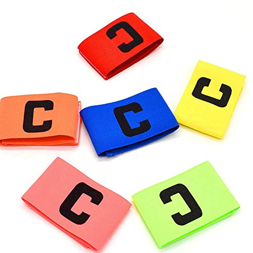 6 Pieces Elastic Soccer Captain Armband Adjustable Football Basketball Player Bands for Adult Youth - color: 6 Colors