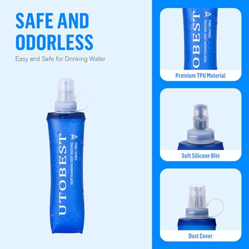 UTOBEST Soft Flask 500ml Collapsible Running Water Bottles - color: Blue-250ml*2