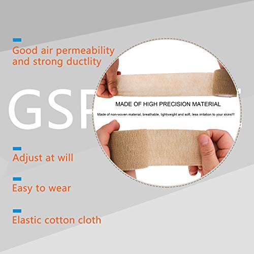 Self Adhesive Wrap Cohesive Wrap Bandages 6 Count 3" x 5 Yards, Medical Tape, Adhesive Flexible Breathable First Aid Non Woven Rolls, Stretch Athletic, Ankle Sprains & Swelling, Sport - color: Beige, size: 6 Count (Pack of 1)
