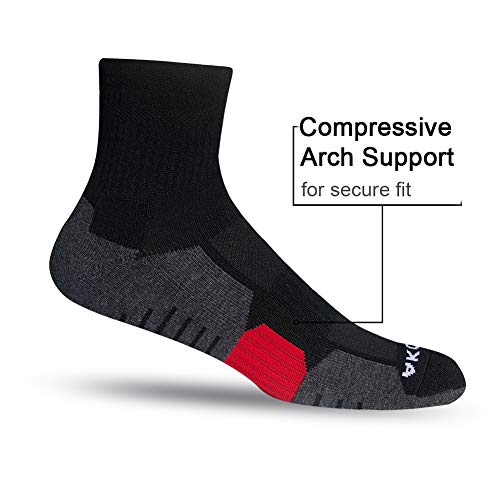 AKOENY Men's Athletic Quarter Socks 6-Pack - color: Black
