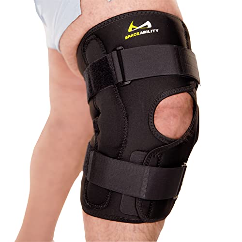 BraceAbility Obesity Hinged Knee Brace - Overweight to Plus Size Wrap Around Support for Womens and Mens Arthritis Treatment, Bariatric Joint Pain Relief, Kneecap Instability, Ligament Weakness (4XL) - size: XXXX-Large