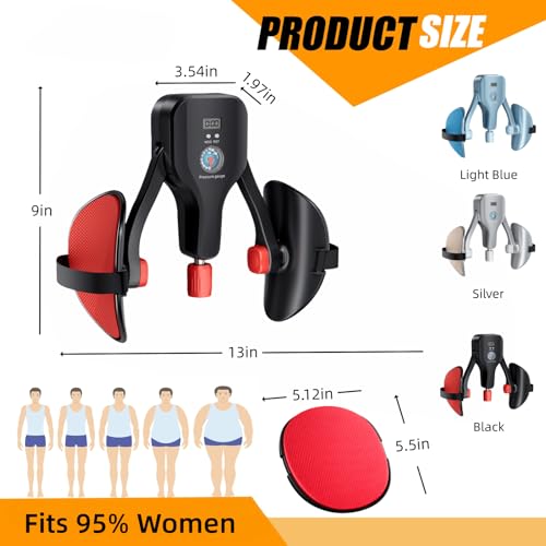 Thigh Trainer for Women & Men, 176LB Adjustable Pelvic Floor Exercise Equipment with LED Display Counter and Resistance Indicator, Inner Thigh Exerciser for Home Gym, Glutes, Legs & ARMS