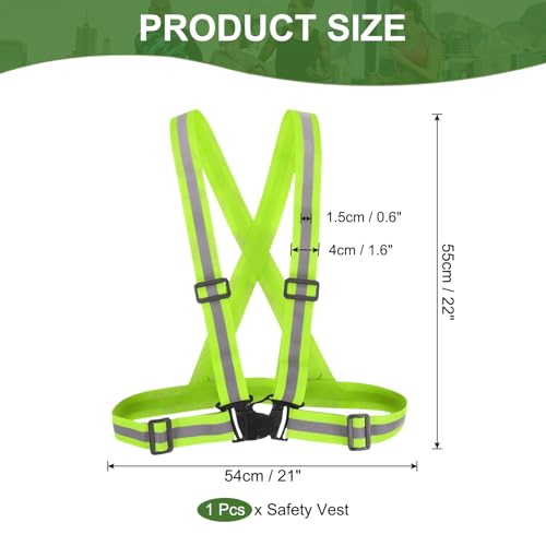 PATIKIL Reflective Safety Vest, Hi-Vis Safety Vests, Adjustable High Visibility Reflective Strips for Outdoor Jogging - color: Fluorescent Green