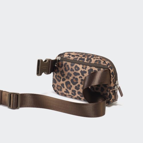 Pander Nylon Fanny Pack for Women, Two-Way Zipper Crossbody Bag - color: Leopard Multi