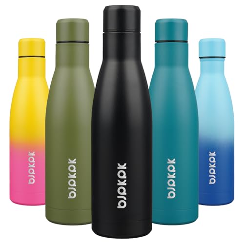 BJPKPK 17oz Skinny Insulated Water Bottle, Stainless Steel Flask - color: Midnight Black, size: 17 Ounces