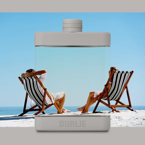 DUALIE 8 oz Hip Flask for Liquor - Shatterproof Alcohol Flasks with Clear Tritan Plastic and Silicone Grip - Flask Gift for Men & Women - Fog Gray - color: Fog Gray