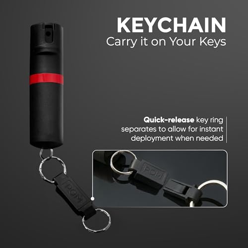 POM Pepper Spray & Personal Alarm Safety Kit – OC Self Defense Keychain Spray & Loud Emergency Alarm for Campus Safety, Women & Students - color: Black X Aqua, style: Keychain Model