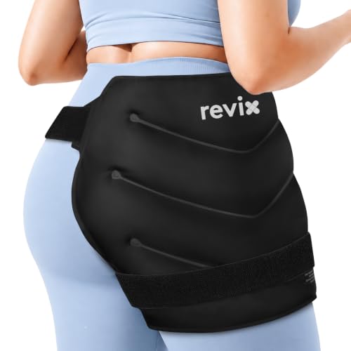 REVIX XXL Hip Ice Pack Wrap for Hip Replacement, Reusable Gel Ice Pack - color: Black Xxl