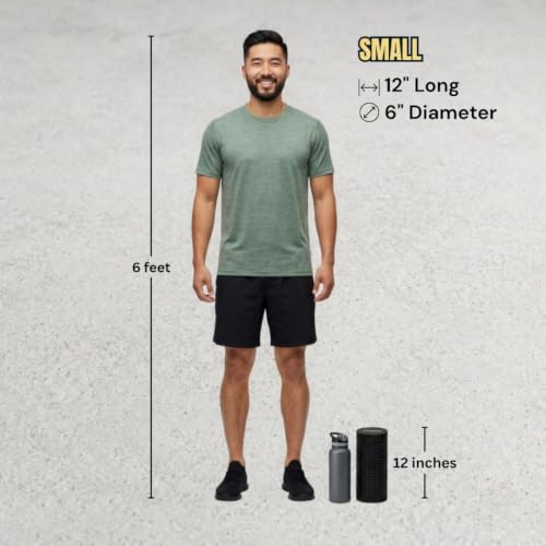 Foam Roller for Muscle Massage, Stiff Back Pain Relief, Physical Therapy, Deep Tissue, Exercise Equipment for Home Gym, Stress, Yoga, Pilates for the Fit Citizen (Black, Small 12 x 6 Inches) - size: Small 12 x 6 Inch