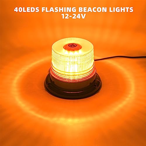 Amber Rooftop Beacon Strobe Lights w/Magnetic Base, 1-Pcs - color: 1× Amber