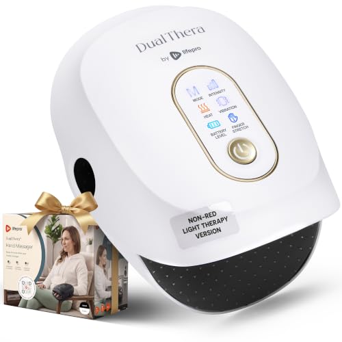 Lifepro DualThera Hand Massager – Finger Stretching, Heat & Compression - color: White