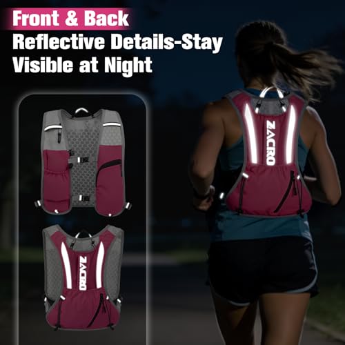 Zacro Running Hydration Vest Backpack, Running Vest with 2L Water Bladder for Men Women, Lightweight Water Backpack for Running, Hiking, Climbing, Camping, Cycling - color: Rose Pink