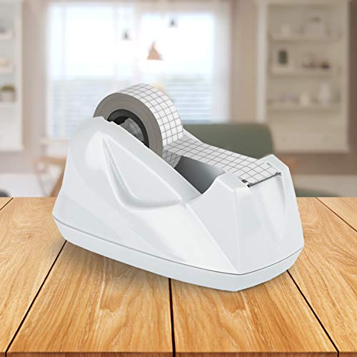 Acrimet Desktop Tape Dispenser, Premium, Non-Skid Base, Plastic, White - color: White