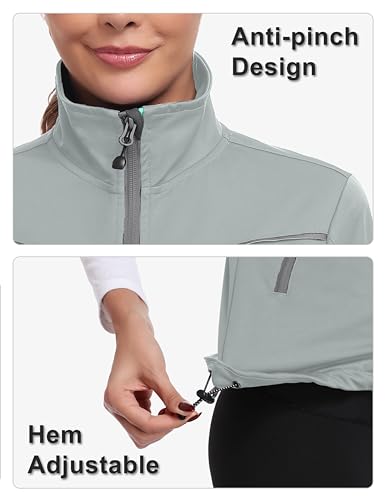 Little Donkey Andy Women's Short Sleeve Golf Jacket Lightweight Water Resistant Quick Dry Running Vest with Zipper Pockets - color: Light Grey, size: X-Small
