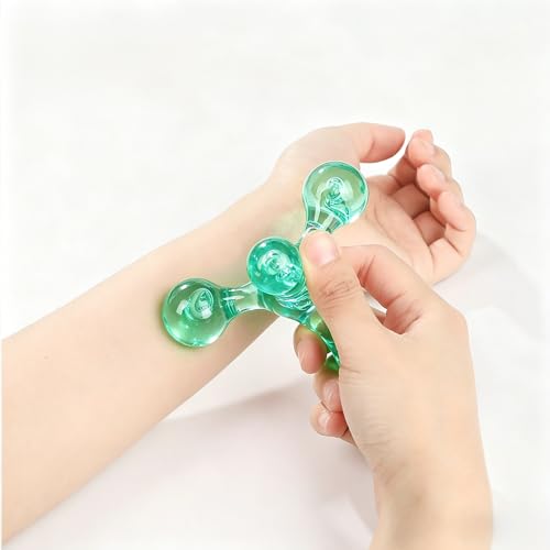 Triangle Relief Massage Ball, Mini Crystal Handheld Trigger Massager, Deep Muscle Tissue Palm Pressure Point Massage Tool, for Neck Shoulder Back Muscle Pain Relief, Transparent Green