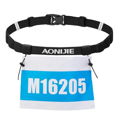 TRIWONDER Running Bib Holder Race Belt Runner Bib Strap Race Number Belt for Triathlon, Marathon, Running, Cycling (Black) - color: 01 Black
