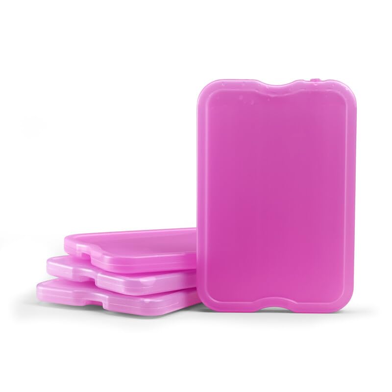 Cool Coolers by Fit & Fresh 4 Pack XL Slim Ice Packs, Quick Freeze Space Saving Reusable Ice Packs for Lunch Boxes or Coolers - color: Purple (4 Pack)