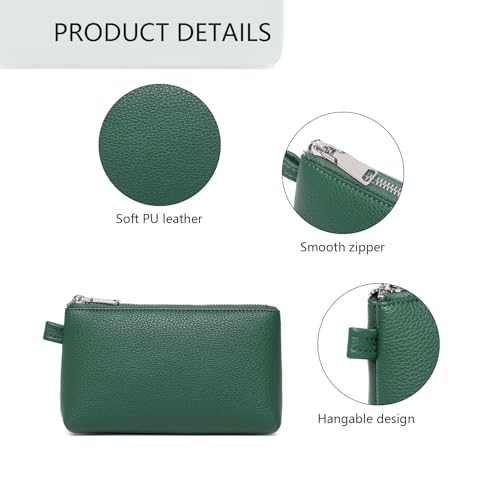 Small Makeup Bag for Purse, Leather Cosmetic (Forest Green) - color: PU/Forest Green