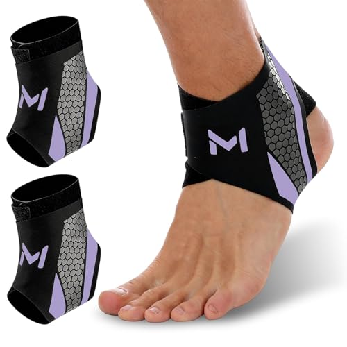 2-Pack Ankle Brace Compression Support Stabilizer,Adjustable Lace-Up Ankles Sock Sports Basketball Sprain Recovery Men Women Foot Orthopedic Grade Tendonitis Protection Plantar Fasciitis Relief,Purple - color: Purple-2
