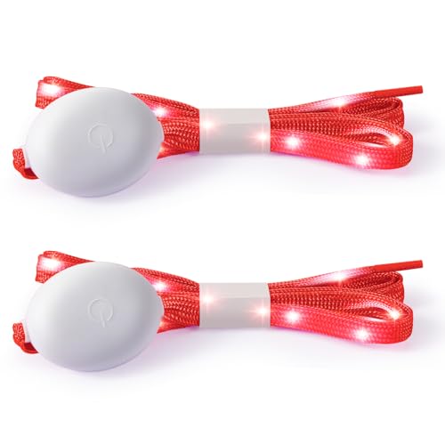 Syhood LED Light up Shoe Laces Nylon Flashing Shoelaces - color: Red