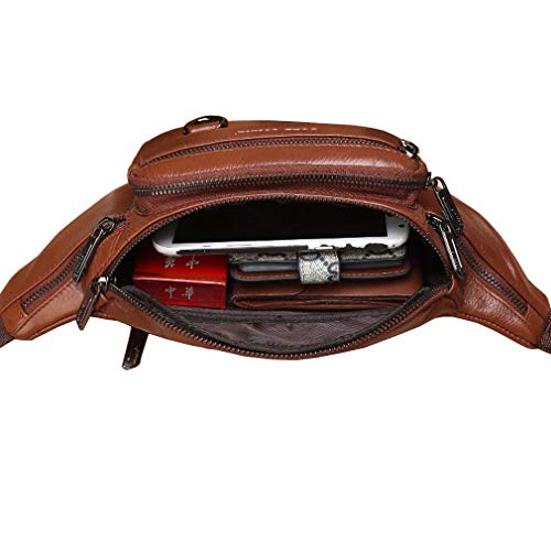 Leather Fanny Pack Waist Bag for Men Women Outdoor Travel Hiking Camping Walking Running Hip Bum Belt Slim Cell Phone Purse Wallet Pouch (#03Black) - color: #03Black