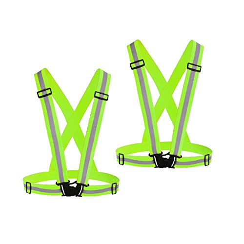 Chiwo Reflective Vest Running Gear 2Pack, High Visibility Safety Vest - color: Green