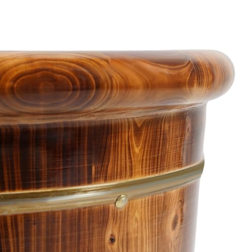 Wooden Foot Bath Bucket Foot Soaking Bath Basin with Lid Wood Footbath Barrel with Massage Beads Plate Pedicure Barrel for Spa, Massage, Sauna 15.75 * 15.75in (Brown) - color: Brown
