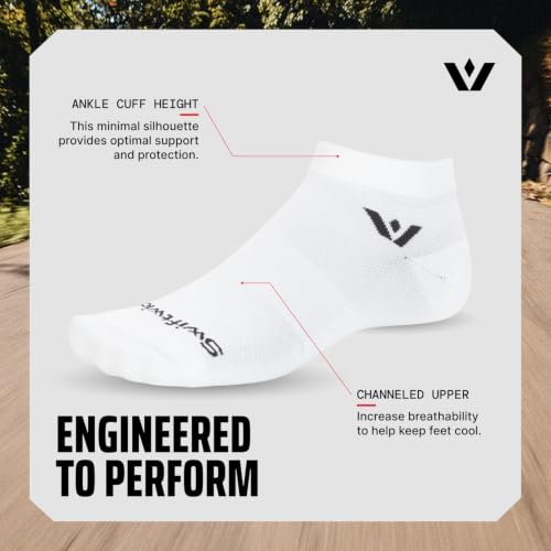 Swiftwick ASPIRE Ankle Socks, Running & Cycling, 3-Pack, Men & Women - color: White-circuit, size: Large