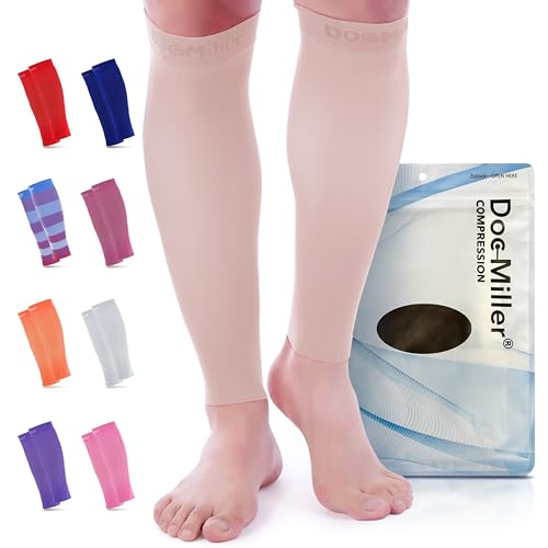 Doc Miller Compression Calf Sleeve for Men & Women, 20-30mmHg - color: Skin/Nude, size: Medium REGULAR