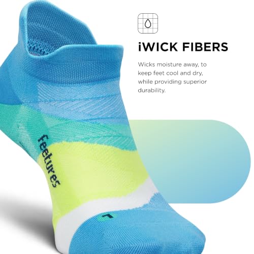 Feetures Elite Ultra Light No Show Tab Ankle Socks - Sport Sock with Targeted Compression - color: Arctic Blue (1 Pair), size: X-Large
