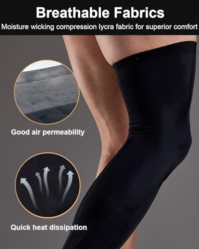 SUJAYU 2 Pairs Full Leg Compression Sleeve, Calf Compression Sleeve Women Men, Long Leg Sleeves for Basketball Running - color: Black+black, size: Small