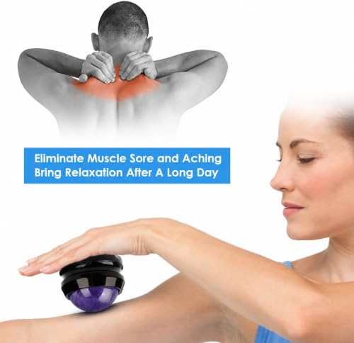 Manual Massage Roller Ball - Massager and Therapy Tool for Sore Muscles, Shoulders, Arms, Neck, Back, Feet, Body, Deep Tissue, Stiffness, Joint Pain, Stress Relief - color: Purple