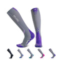 Thirty48 Elite Compression Socks Women & Men Graduated 20-30mmHg - color: [1 Pair] Purple/Grey, size: XX-Large-3X-Large