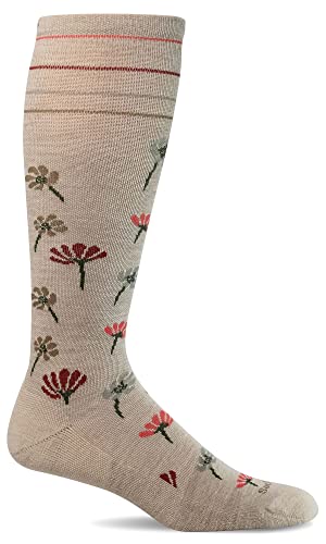 Sockwell Women's Field Flower Moderate Graduated Compression Sock - color: Barley, size: Medium-Large
