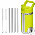 4PCS Replacement Metal Straw for YETI Rambler Jr. Water Bottle, Reusable Stainless Steel Replacement Straws with 2PCS Cleaning Brushes Compatible with YETI Rambler Jr. Bottle (12oz) - size: 12oz