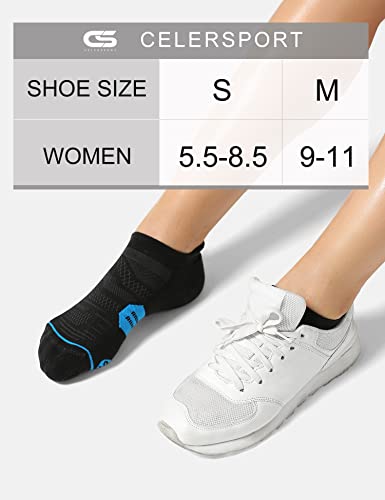 CS CELERSPORT 6 Pack Women's Ankle Running Socks Cushioned Low Cut Tab Athletic Socks - color: Black Mixed, size: Medium