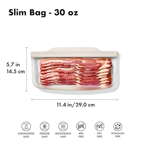 OXO Good Grips Silicone Reusable Bag - Slim Bag (30 oz), Oat - color: Oat, size: Slim (30 oz)