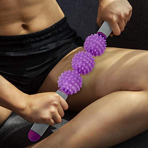 Muscle Roller Stick - Yoga Stick Muscle Roller Stick Cellulite Spiky Ball for Back Arms Shoulder Leg(Purple) - color: Purple