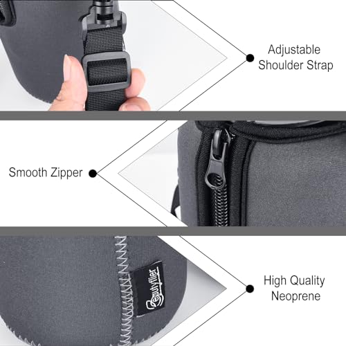 Beautyflier Neoprene Water Bottle Sleeve Insulator Cooler, Compatible with Nalgene Water Bottle 32 OZ, with Adjustable Shoulder Strap for Hydro Flask Wide Mouth Bottle 32oz, etc. (Gray) - color: Gray