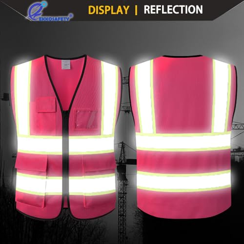 High Visibility Neon Safety Vest for Men Women,EK175,Pink,L - color: Hot Pink, size: Large