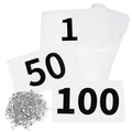 JEELAD Race Bibs 4" x 7" Running Bids Racing Numbers with Safety Pins Tyvek Tearproof Waterproof Number Cards 1-200 for Marathon Runners Sports Races Competition Events - color: White [4"x7"] 001-100