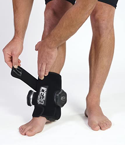 ICE20 Ankle Ice Therapy Wrap, Double Ice Bag, Black