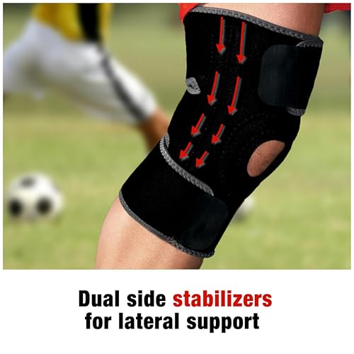 ACE Brand Adjustable Knee Brace with Side Stabilizers Provides Support & Compression to Arthritic and Painful Knee Joints - size: Adjustable