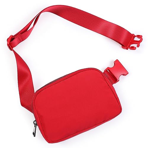 ODODOS Unisex Mini Belt Bag with Adjustable Strap Small Fanny Pack for Workout Running Traveling Hiking, Red - color: Red