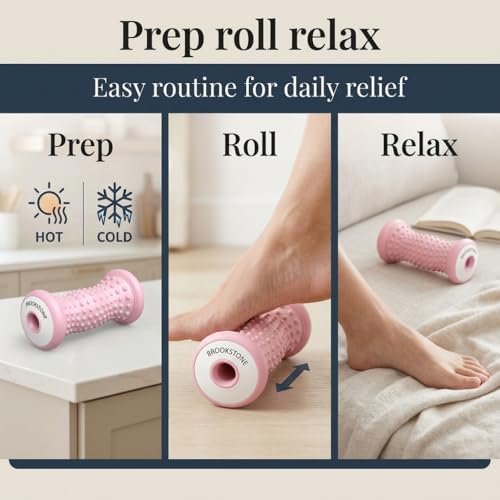 Brookstone Foot Roller Massager Plantar Fasciitis - Hot and Cold Foot Rollers Massage for Tension Relief - Microwave & Freezer Safe - Relax The Muscles with Plantar Fasciitis Roller (Blush Pink) - color: Blush Pink