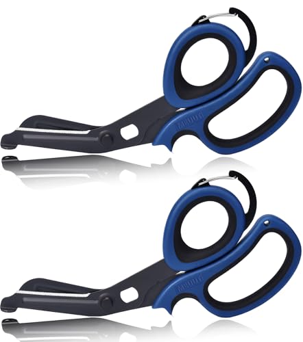 MEUUT Trauma Shears with Carabiner 7.5 Inch 2-Pack Medical Scissors - color: Navy/Black+navy/Black