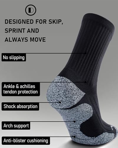 Elite Cushioned Compression Mid-crew Socks 4-Pack for Youth Women Men - color: Black (4 Pairs), size: X-Large
