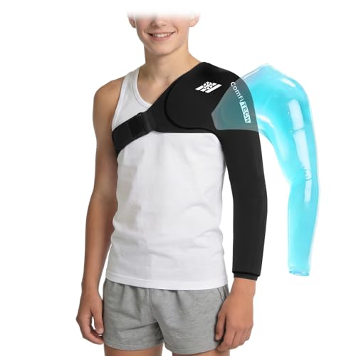 ComfiTECH Reusable Shoulder Arm Ice Pack Wrap for Pitcher & Recovery, S - size: Small, style: Black