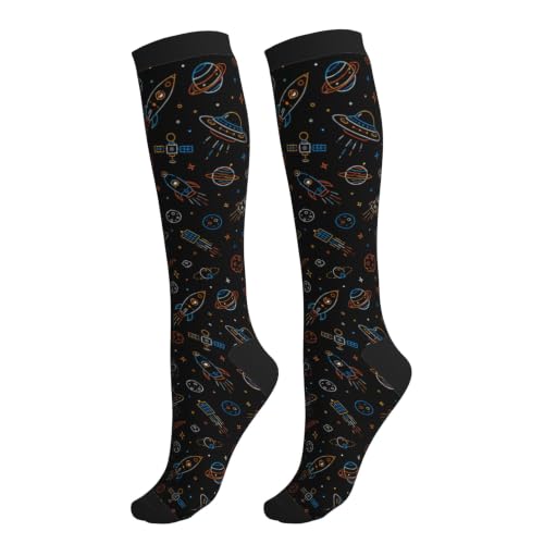 Compression Socks Women and Men 15-20mmHg-Circulation Support Socks for Athletic Running Cycling - color: Planet